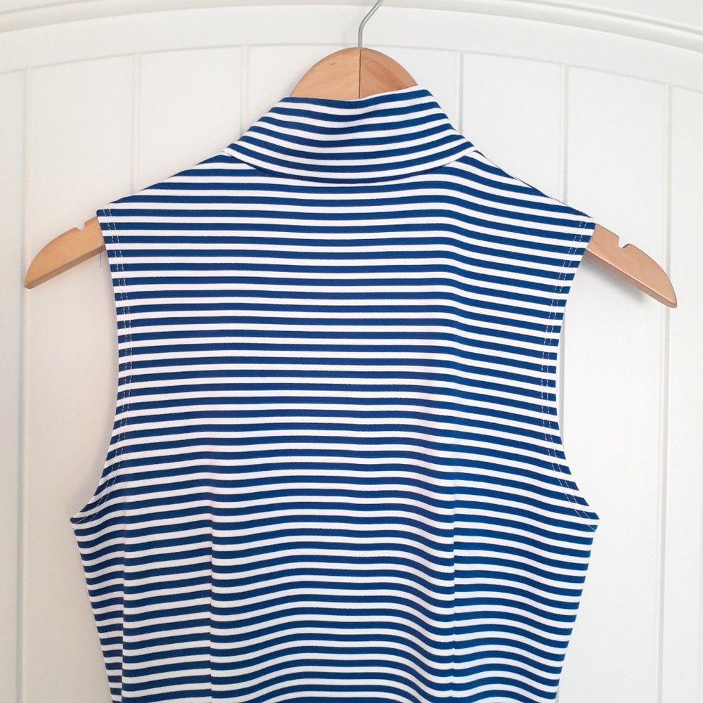 Sailor Sailor Sleeveless 1/4 Zip Striped Dress with Pockets Blue White Size XS - Picture 6 of 12